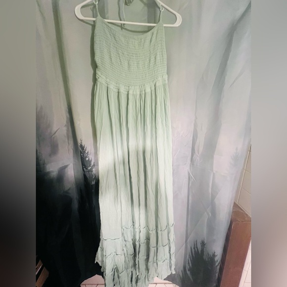 Free People Extratropical Romantic Open Back Tiered Ruffle Pastel Color Maxi - Picture 9 of 12